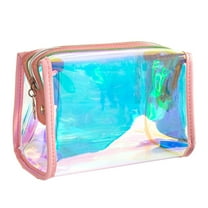 Holographic Makeup Bag Iridescent Cosmetic Toiletry Bag Pouch Waterproof Portable Skinny Glitter Pencil Case Travel Handbag for Makeup Tools Organize
