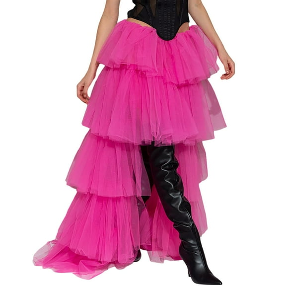 Riforla Women Tutu Maxi Skirt A Line Elastic Waist Layered Long Skirt Rave Party Puplum Skirt Mesh Skirt Womens Skirts RD1 M