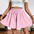 thumbnail image 5 of LOVZFMLL Women's Shorts Flowy Comfy Wide Leg Summer Casual Elastic High Waist Drawstring Palazzo Sweat Shorts with Pockets Pink XL, 5 of 8