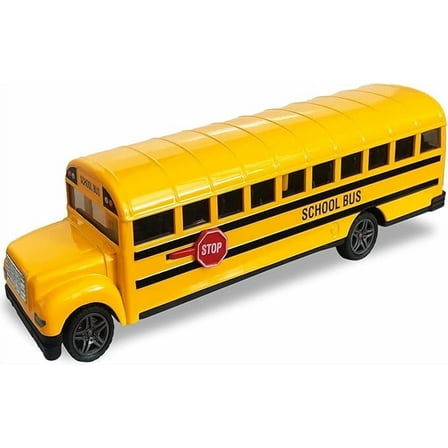 ArtCreativity 8.5-inch Die-Cast Yellow School Bus Toy Pull-Back Play Vehicle for Kids Ages 3 and up, Durable Metal Educational Car Model
