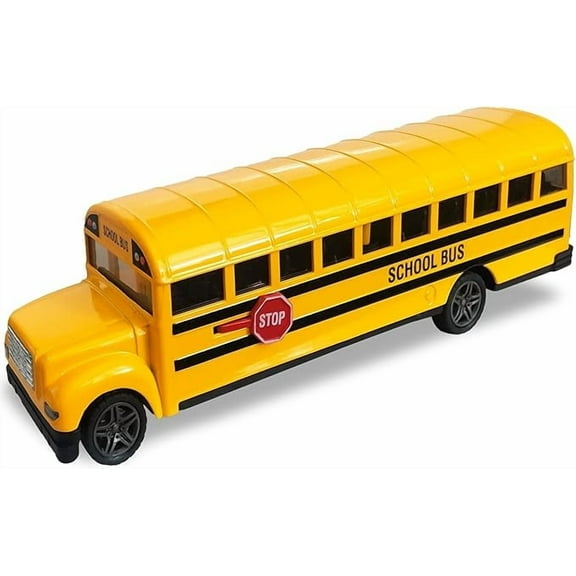 ArtCreativity 8.5-inch Die-Cast Yellow School Bus Toy Pull-Back Play Vehicle for Kids Ages 3 and up, Durable Metal Educational Car Model