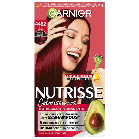 Tinte para cabello Garnier Nutrisse coloríssimos 4462 rojo carmín