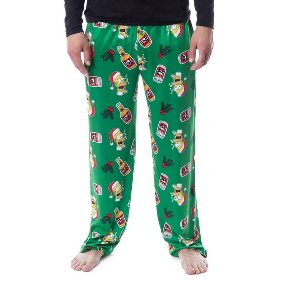 The Simpsons Mens' Christmas Homer Duff Beer and Holly Sleep Pajama Pants