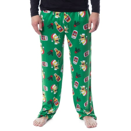 The Simpsons Mens' Christmas Homer Duff Beer and Holly Sleep Pajama Pants