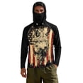 thumbnail image 2 of SEANATIVE Fishing Shirts for Men Hooded Sun Protection Rash Guard Long Sleeve Athletic Hoodie with Face Mask, for 4th of July Patriotic Party, 4XL, Vintage American Flag Wolf Black, 2 of 7