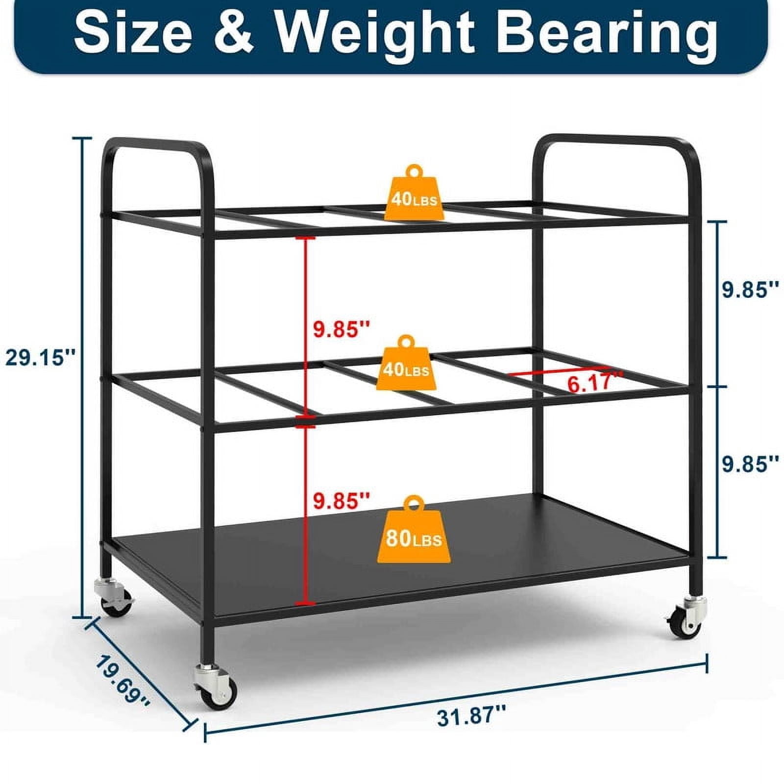 MOUMISS Yoga Mat Storage Rack with Wheels Yoga Mat Holder Home Gym Storage Rack for Foam Roller Dumbbell Kettlebells