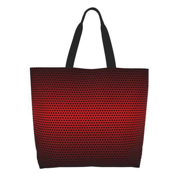 Fotbe Red Geometric Bolsa Tote Estética de Lona con Estampado para Mujer - Bolsa Reutilizable de Hombro Casual para Vacaciones, Compras, Trabajo y Gimnasio