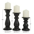 thumbnail image 3 of DecMode 3 Candle Black Mango Wood Turned Style Pillar Candle Holder, Set of 3, 3 of 12