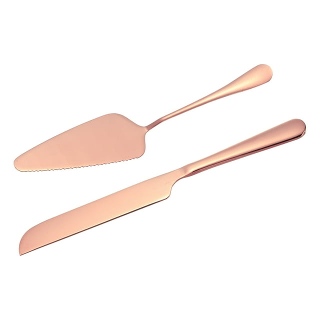 Juego de cuchillo y espátula para pastel de boda Uxcell, juego de corte de pastel rosa (10.6/9 pulgadas)
