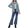 thumbnail image 2 of Chaquetas utilitarias para mujeres INSPIRE CHIC con cintura ajustable, bolsillos con solapa, chaquetas con cremallera y botón, gris azul S, 2 of 6