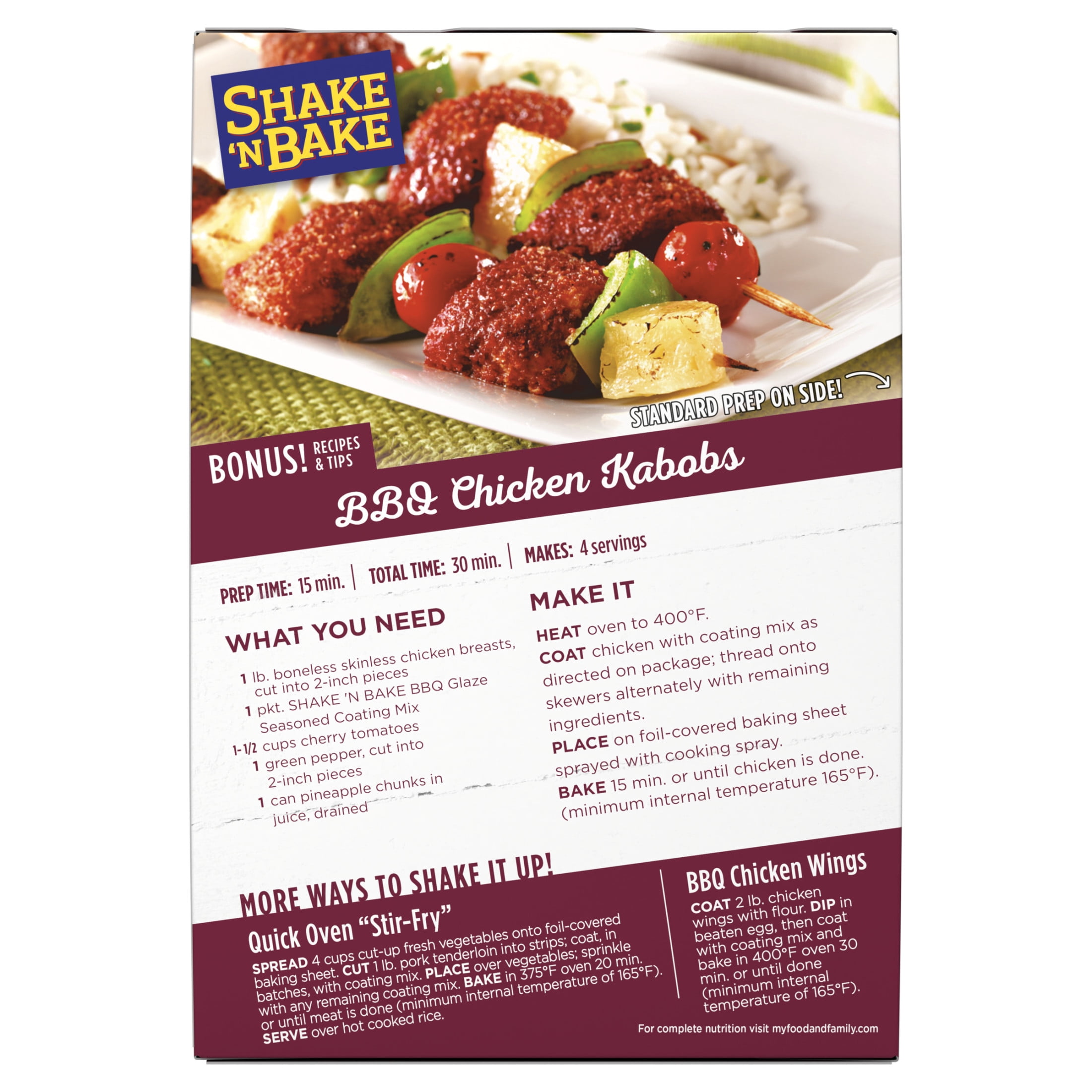 Shake 'N Bake BBQ Glaze Seasoned Coating Mix, 6 oz Box, 2 Count Packets