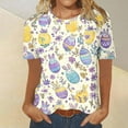 thumbnail image 2 of VBTAPA Short Sleeve Tops for Women 2025 Easter Christian T-shirts Jesus Cross Print Graphic Tees Novelty Holiday Blouse Sales of Today Multicolor XXL, 2 of 6
