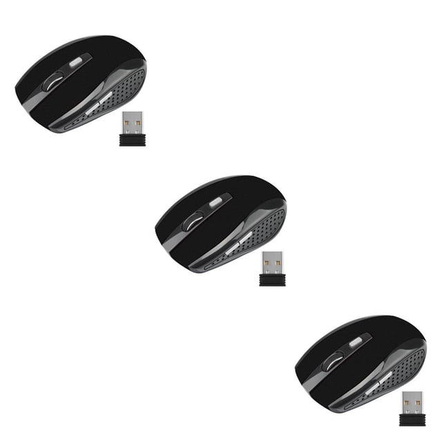 jesticaly Computer 2.4Ghz Wireless Optical Mouse Quick Speed Low Latency 6 Buttons Plastic Gaming Mice Desktop PC Portable Matte Black 3Set