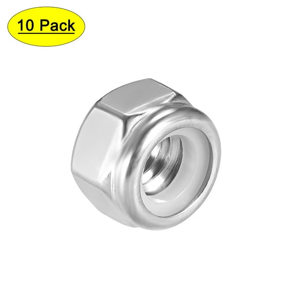 5/16"-18 Nylon Insert Hex Lock Nuts, 304 Stainless Steel, 25 Pcs