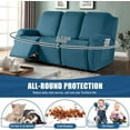 thumbnail image 3 of Recliner Sofa Slipcover, 3 Pieces Polyester Fabric Stretch Sofa Covers for 3 Seat Reclining Couch, Soft Washable Furniture Protector with Pockets (3 Seat, Turquoise Blue), 3 of 14