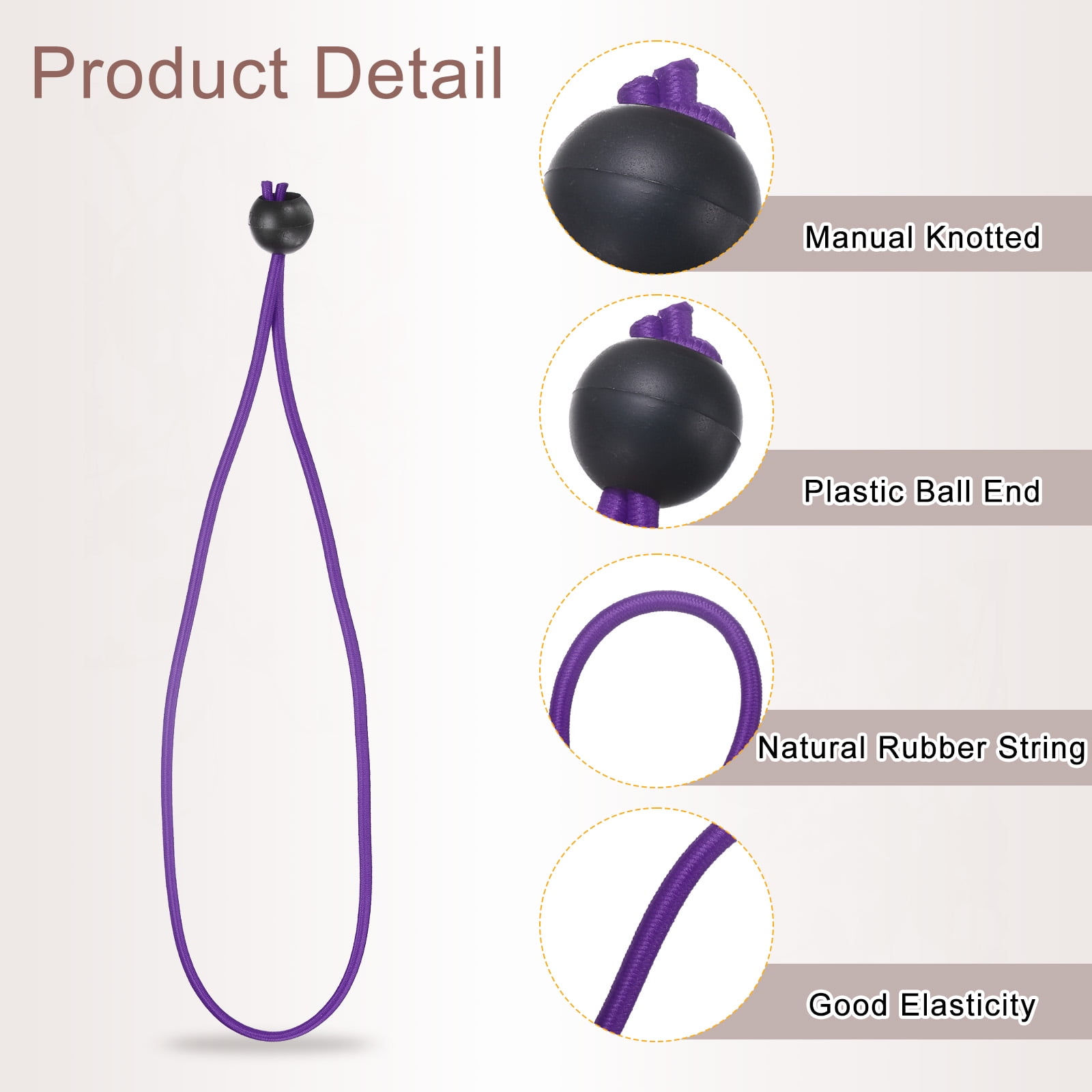 12" Balls Bungee Cords, 30 Pcs Bungee Cords with Balls Elastic Tarp Tie Downs for Tents(Khaki/Black)