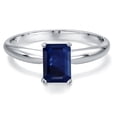 thumbnail image 3 of Gem Stone King 1.56 Cttw PT900 Platinum 900 Blue Sapphire Engagement Ring for Women | Emerald Cut 7X5MM | Gemstone September Birthstone | Wedding Anniversary Promise Ring for Women | Size 5, 3 of 6