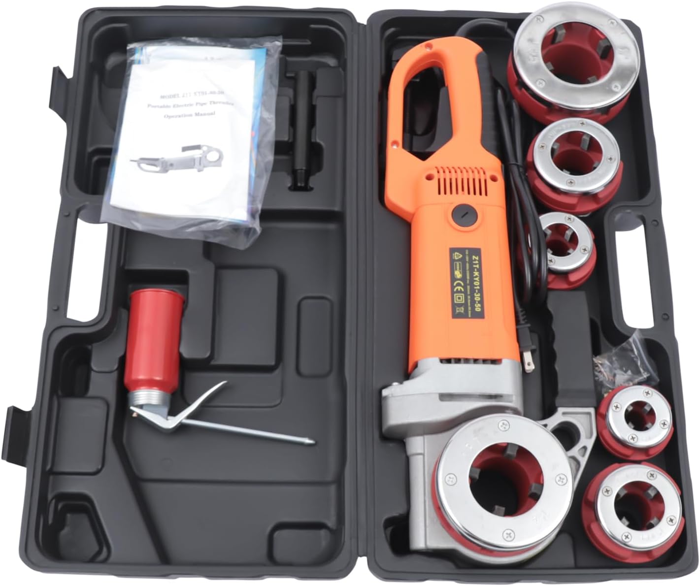 Electric Pipe Threading Tool, 2300W Pipe Threader Machine with 6 Dies 1/2"-2", Pipe Cutter Kit with Storage Box for Cutting Threads of Galvanized | Iron | PP | Aluminum | Steel Plastic Pipes