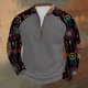 thumbnail image 1 of Blusas y camisas de manga larga con cuello redondo para hombre Sudadera con puños en los hombros estampada para hombre Blusa de poliéster de manga larga con cuello redondo para hombre, 1 of 3