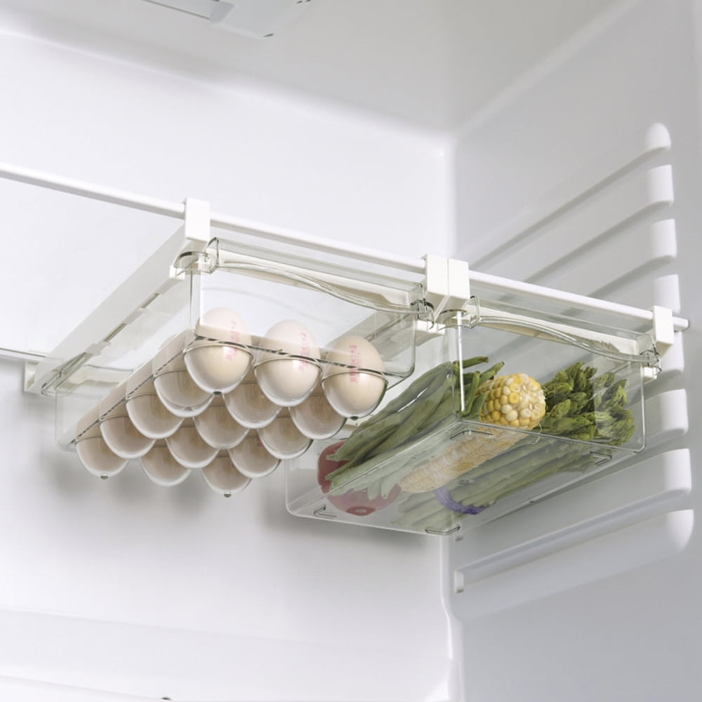 ODOMY Fridge Organiser Set Kitchen Fridge & Cupboard Storage Trays Clear Plastic Refrigerator