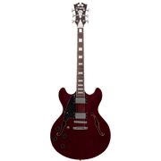 D'Angelico Premier DC Semi-Hollow Lefty Electric Guitar w/ Stop-Bar Tailpiece - Trans Wine