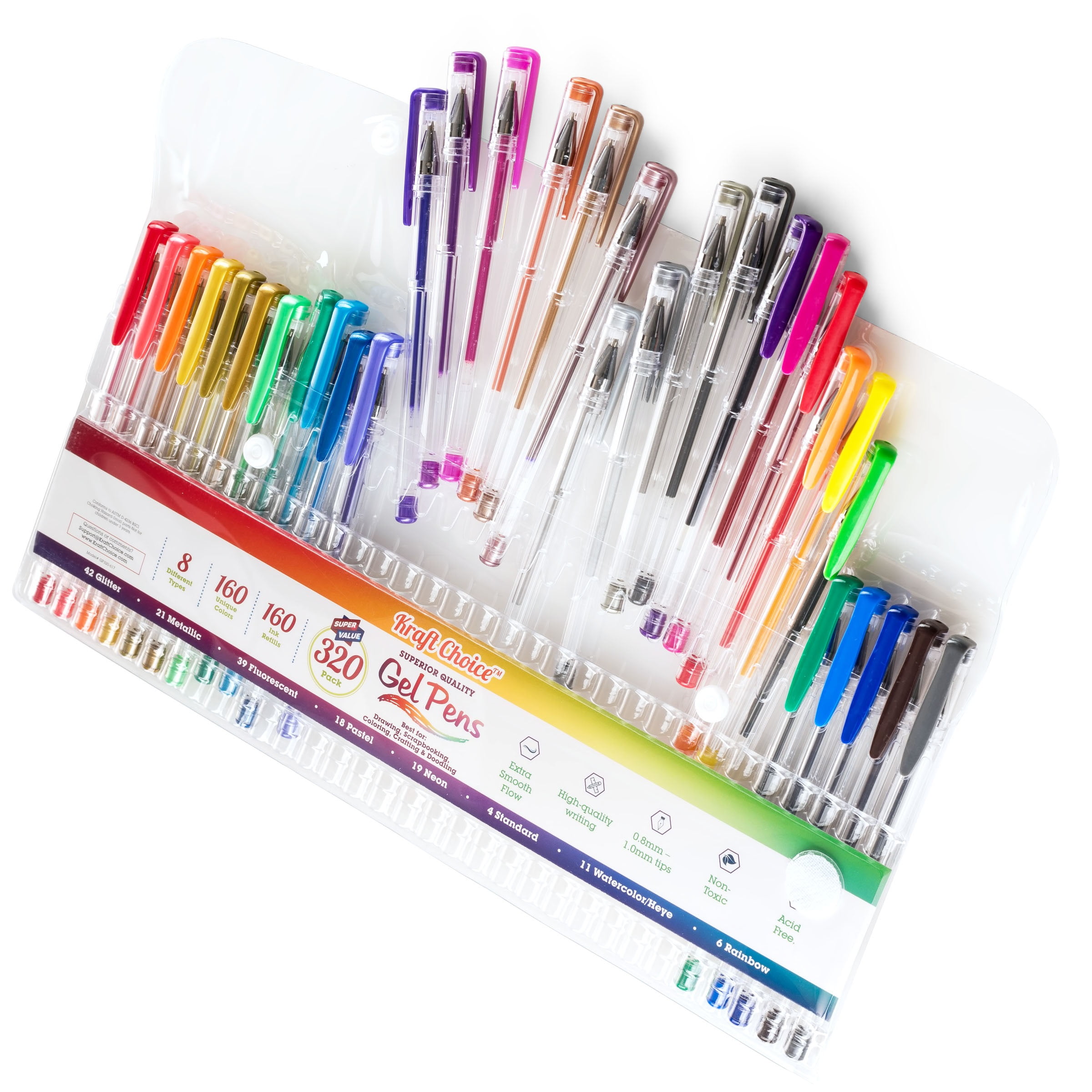 Oficrafted 160 Pack Gel Pen Sets for Adult Coloring Books, Colored Gel Pens  with 40% More Ink, Gel Coloring Pens with Travel Case for Artists and Kids