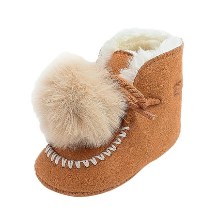 

Yinguo Babys Boys Girls Winter Hair Ball Fluffy Cotton Shoes Toddler Shoes Babys Shoes Cotton Boots Khaki 12