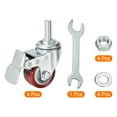 thumbnail image 3 of 1.5 Inch Swivel Threaded Stem Casters 3/8"-16UNC Thread PU Caster Wheel with Brake 88lbs Load, Red 4pcs, 3 of 5
