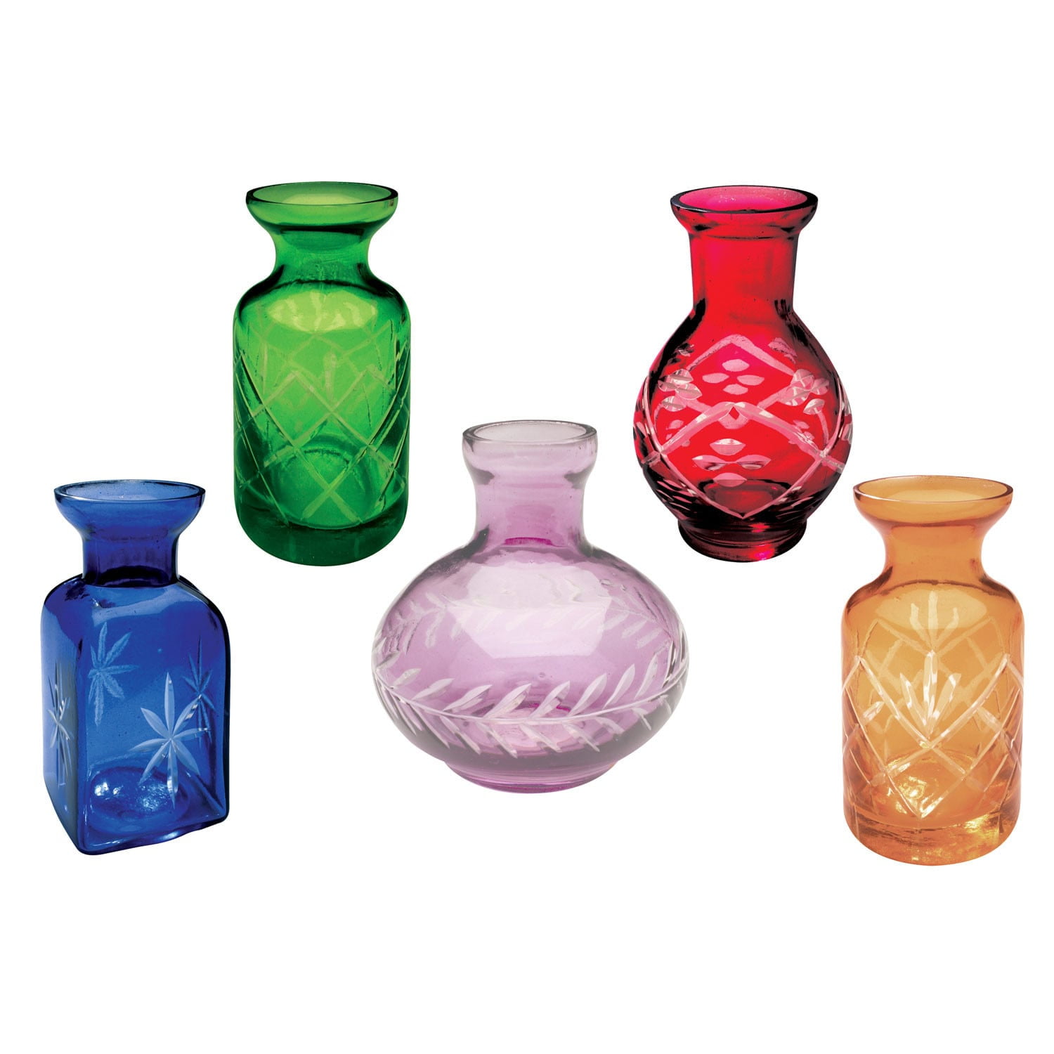 Colorful Petite Glass Vases Set - Five Miniature Vases in Jewel Tones -  Walmart.com