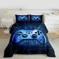 thumbnail image 2 of jejeloiu Teens Blue Gamepad Full Size Comforter Sets,Modern Gamer Bedding Comforter Set,Blue Geometric Honeycomb Bedding Sets For Boys Kids,Ultra Soft Home Decor Reversible,3pcs, 2 of 8