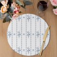 thumbnail image 3 of Blue Flowers Round 15 Inch Placemats Set of 4, Spring Floral Bows Minimalist Botanical HeatResistant Non Slip Place Mats for Dining Table, Wipeable Braided Kitchen Table Mats for Housewarming, 3 of 9