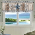 thumbnail image 3 of Texas Star Rustic Farmhouse Short Window Curtain Valances, Country Blue Berry Brown Wooden Plank Rod Pocket Kitchen Valances for Living Room Bedroom Bathroom Cafe 54" x 18", 3 of 8