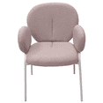 thumbnail image 2 of LeisureMod Celestial Mid-Century Modern Boucle Dining Chair Upholstered Seat and Back with White Powder-Coated Iron Frame Side Chair with Arms for Kitchen and Dining Room, Grey, 2 of 5