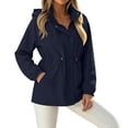 thumbnail image 6 of Jsaierl Women's Water Resistant Hooded Anorak Jacket Snap Button Drawstring Waist Windproof Lightweight Outdoor Rain Coat, 6 of 7