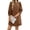 Brown, variant on Solid Color Women 3/4 Sleeve Button Down Elegant Lady Dress