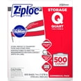 thumbnail image 2 of Ziploc Storage Bags, For Food Organization and Storage, Double Zipper, Quart, 500 Count, 2 of 9