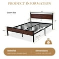 thumbnail image 4 of Sha Cerlin Walnut Queen Size Metal Platform Bed Frame with Wooden Headboard & Underbed Storage, Adult, 4 of 10