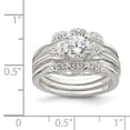 thumbnail image 3 of 925 Sterling Silver Polished Cubic Zirconia ( CZ ) 4-prong Cubic Zirconia ( CZ ) with Accent Cubic Zirconia ( CZ )s 3-Ring Set, 3 of 3