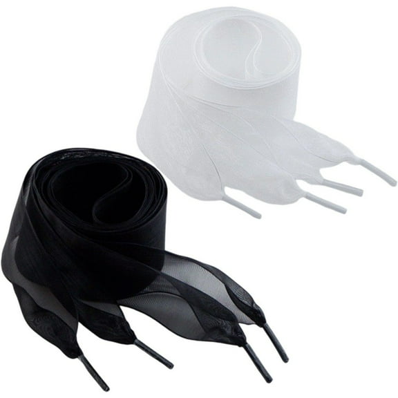 Hzzsbu Organza Ribbon Shoelaces - 4cm Wide Snow Yarn Laces 120cm Long for Sneakers, Boots, and Fashion Shoes