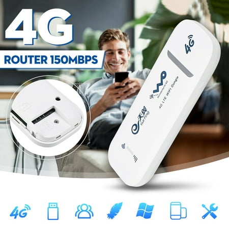 4G LTE Mobile WiFi Router Hotspot Wireless USB Dongle Mobile Broadband Modem SIM Card For Car Home Mobile Travel Camping, 150Mbps Modem (Best 4g Usb Modem)