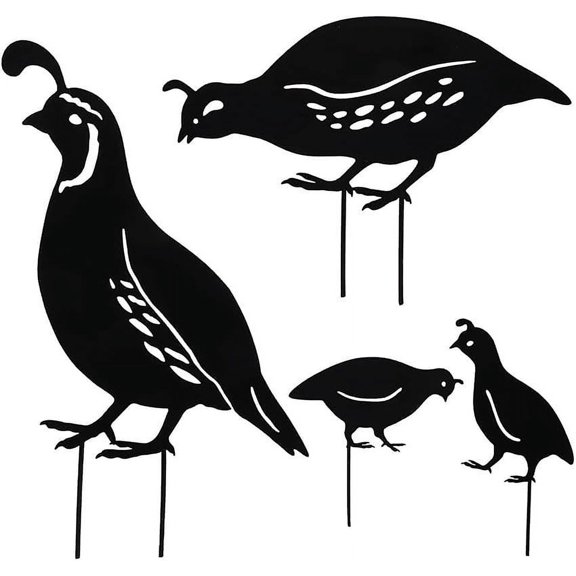 4 Pieces Metal Quails Garden Metal Stakes, Hollow Garden Animal Ornament, Decorative Stake Accessories And Lawn Ornaments - Ornamental Gardening