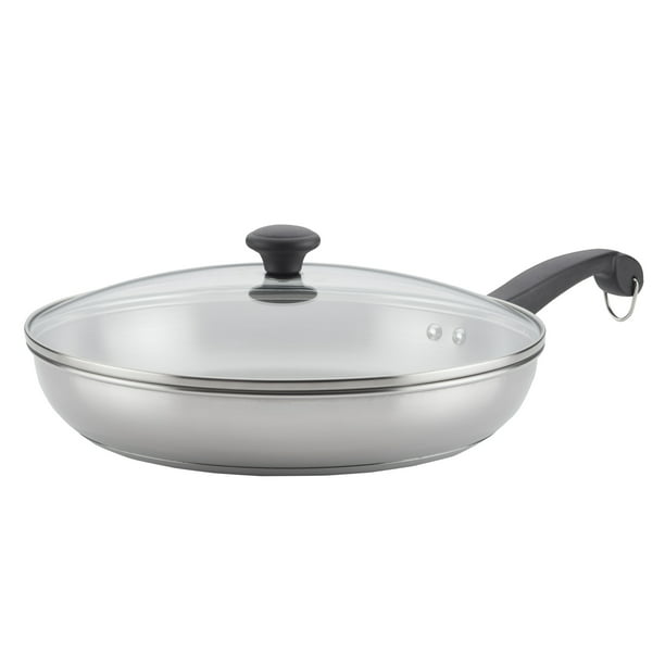 Farberware 12.5-Inch Classic Traditions Stainless Steel Frying Pan with  Lid, Silver