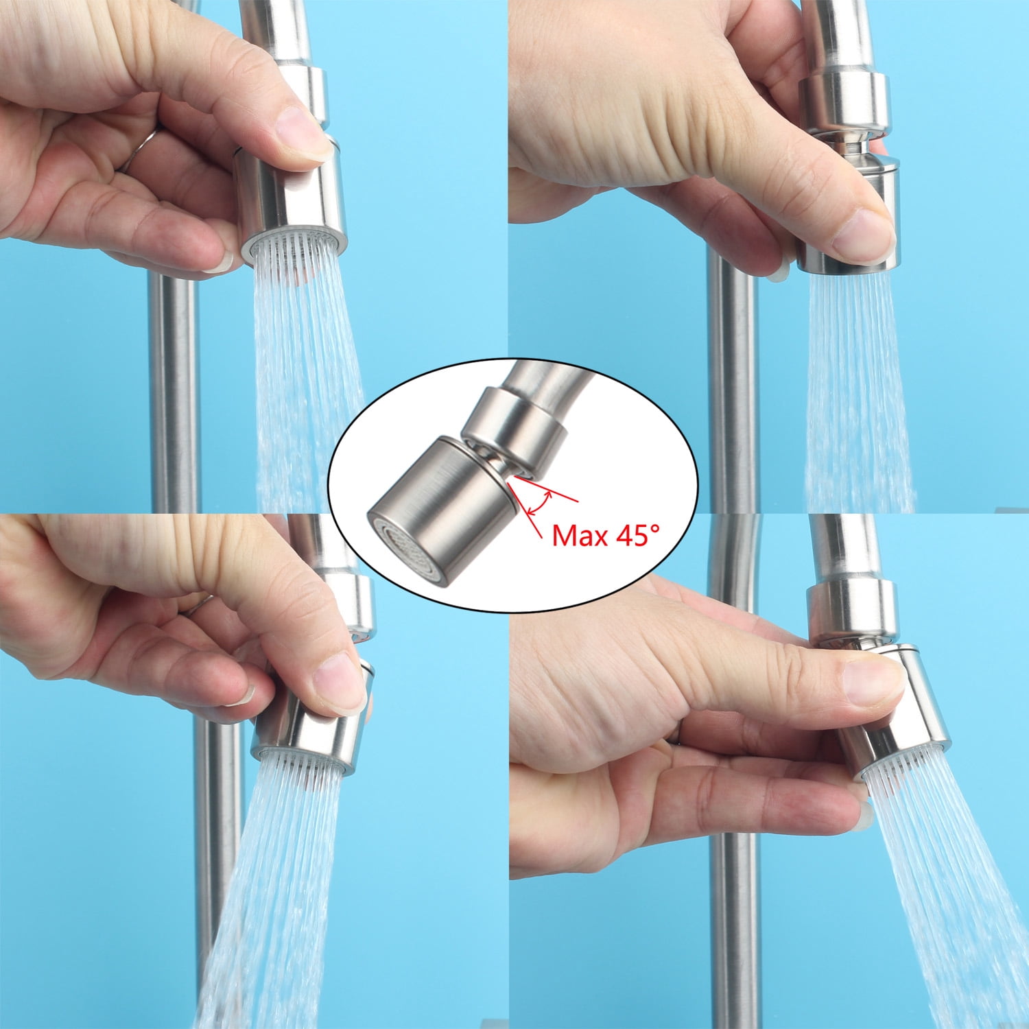 UMANYI Kitchen Faucet Deck Mount 8" Spread 2 Hole Double Handle Utility Sink Faucet Bridge Commercial Faucet with Aerator Sprayer 6" Spout