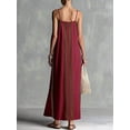 thumbnail image 5 of Ivory White Striped Linen-Blend Sleeveless Halter Maxi Slip Dress, 5 of 15