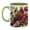 Green#7, variant on Cardinal Bird Coffee Mug, Red and Brown Cardinal Birds on Flower Branch Design, Nature Wildlife Ceramic Mug for Bird Lovers, 11oz Tea Cup with Red Handle, Spring Garden Theme