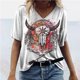 thumbnail image 2 of Blusa étnica con estampado geométrico y cuello en V de manga corta occidental Retro informal para mujer Pompotops  hkajfhjk458547, 2 of 8