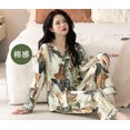 thumbnail image 2 of Pijama coreano de algodón puro para mujer, ropa de dormir de manga larga, talla grande, estampado, otoño e invierno, 4XL, 2 of 4