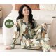 thumbnail image 3 of Pijama coreano de algodón puro para mujer, ropa de dormir de manga larga, talla grande, estampado, otoño e invierno, 4XL, 3 of 5