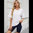 thumbnail image 4 of Camisetas de Gran Tamaño para Mujer, Cuello Redondo, Corta, Blusas Casuales de Verano, Blusas Holgadas de Corte Alto M, 4 of 10