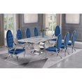 thumbnail image 2 of Marble Mixed Dining Set with Silver Stainless Steel and Navy Velvet Chairs, 2 of 5